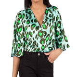Chemisier Leopard Col V à Manches | Leopard Plus