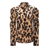 Chemisier Leopard Femme à Manches Bouffantes | Leopard Plus