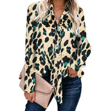 Chemisier Leopard Vert à Manches Longues | Leopard Plus