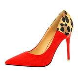 Escarpins Leopard Bicolore en Daim Rouge | Leopard Plus