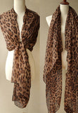 Foulard Leopard en Soie Marron