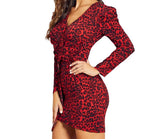 Robe Leopard à Motif Rouge avec Nœud | Leopard Plus