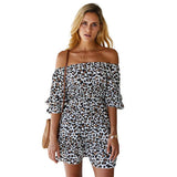 Robe Leopard Col Bardot Blanc | Leopard Plus