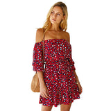 Robe Leopard Col Bardot Rouge | Leopard Plus