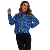 Top Leopard Col Roulé Bleu | Leopard Plus