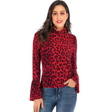 Top Leopard Rouge Col Haut | Leopard Plus