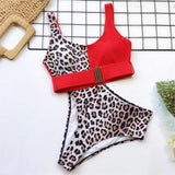 Bikini Leopard Taille Haute Bicolore & Boucle | Leopard Plus