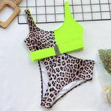 Bikini Leopard Taille Haute Bicolore & Boucle | Leopard Plus