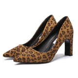 Escarpins Leopard à Talons Carrés Marron | Leopard Plus