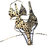 Maillot de Bain Leopard Une Pièce à Lanières