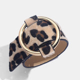 Bracelet Daim Leopard Ajustable à Anneau Doré Marron Clair | Leopard Plus