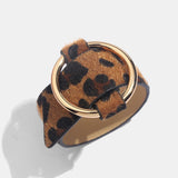 Bracelet Leopard Ajustable à Anneau Doré Marron | Leopard Plus