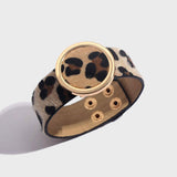 Bracelet Leopard Ajustable à Anneau Doré Marron Clair | Leopard Plus