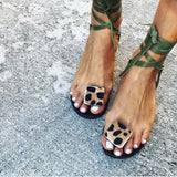 Sandales Leopard à Sangles - Style Romain Vert | Leopard Plus