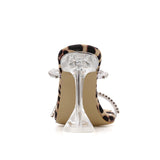Sandales Leopard à Brides - Cristal & Talons Évasés Transparents