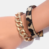 Bracelet Leopard Ajustable à Boucle Dorée