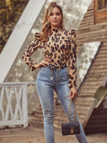 Chemisier Leopard Femme à Manches Bouffantes | Leopard Plus