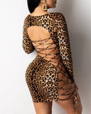 Robe Leopard Moulante à Couture latérale et Croisillons au Dos Detail | Leopard Plus