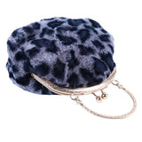 Pochette Leopard Fausse Fourrure Bleu | Leopard Plus