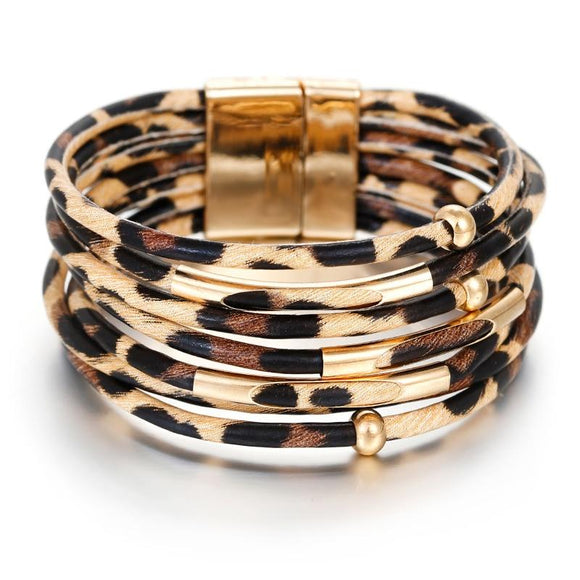 Bracelet Leopard Alliage Tube Cuivre Marron | Leopard Plus